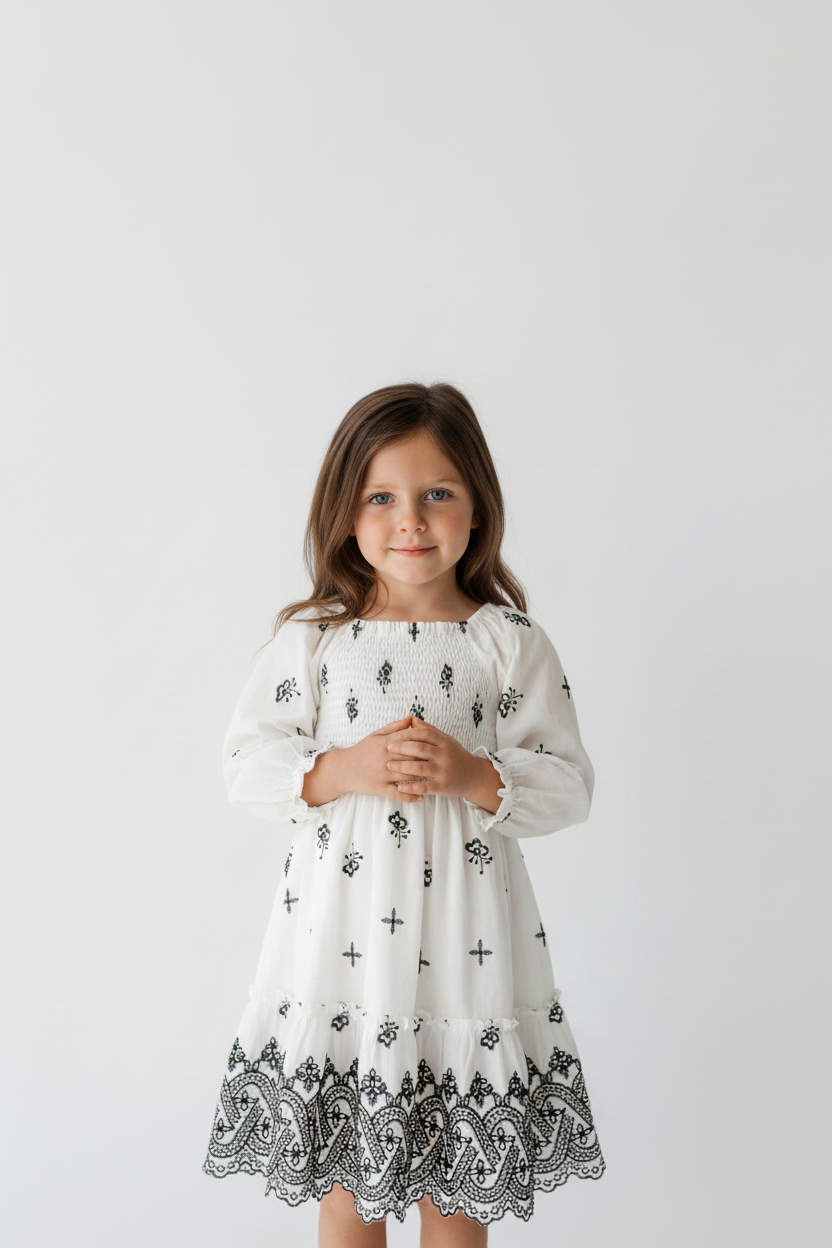 Mira Dress (embroidered diamond) 9Y Mira Dress (embroidered diamond) 9Y