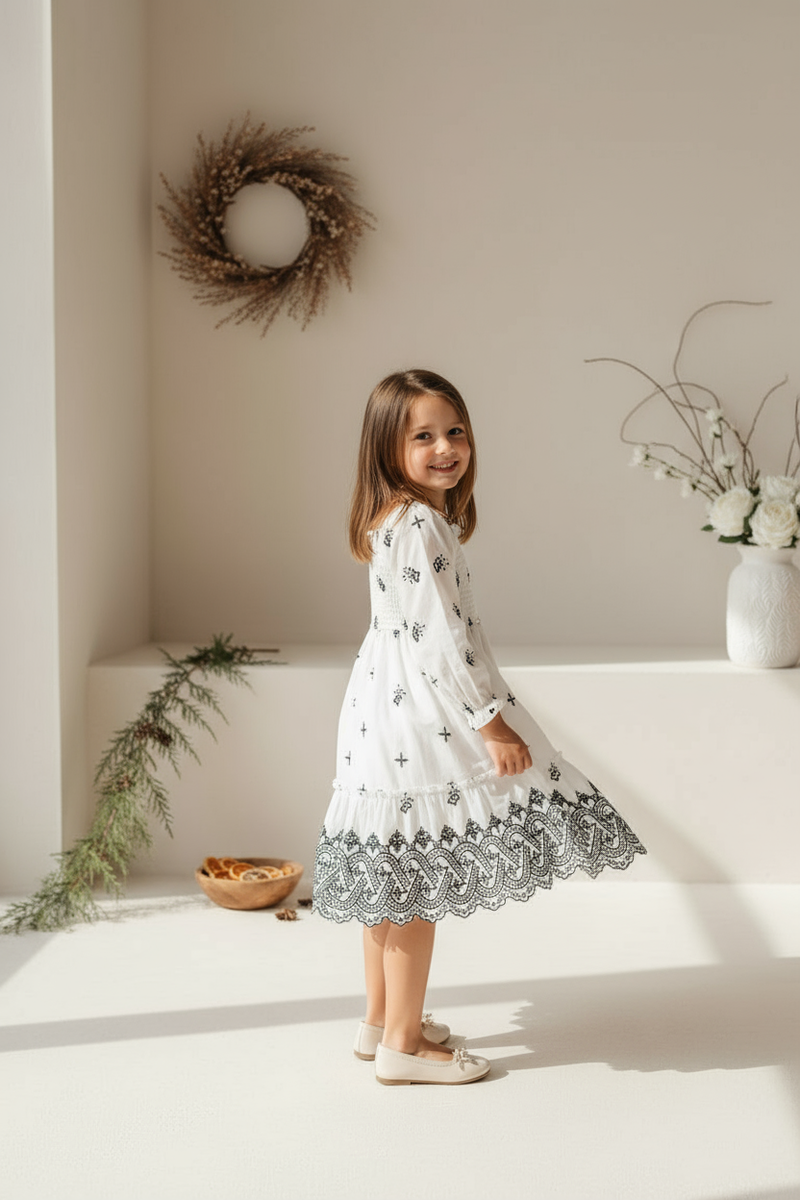 INDIE BLUE Dresses Mira Dress (embroidered diamond)