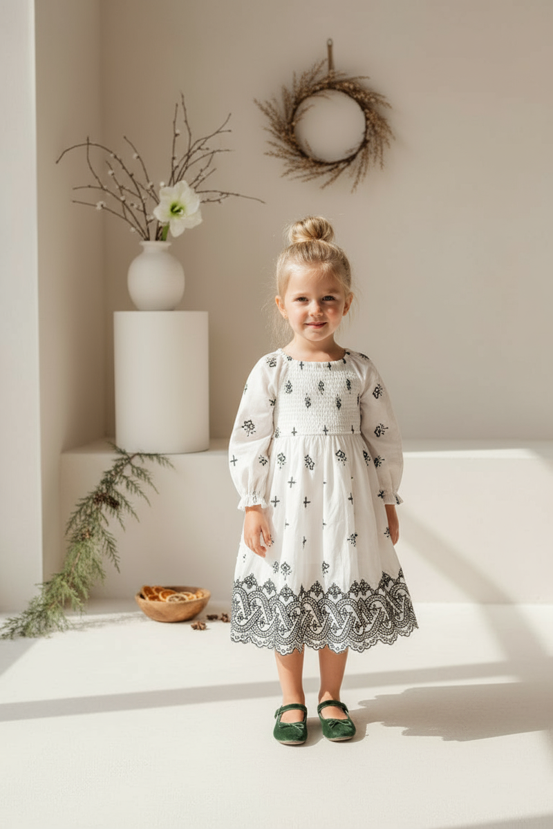 INDIE BLUE Dresses Mira Dress (embroidered diamond)