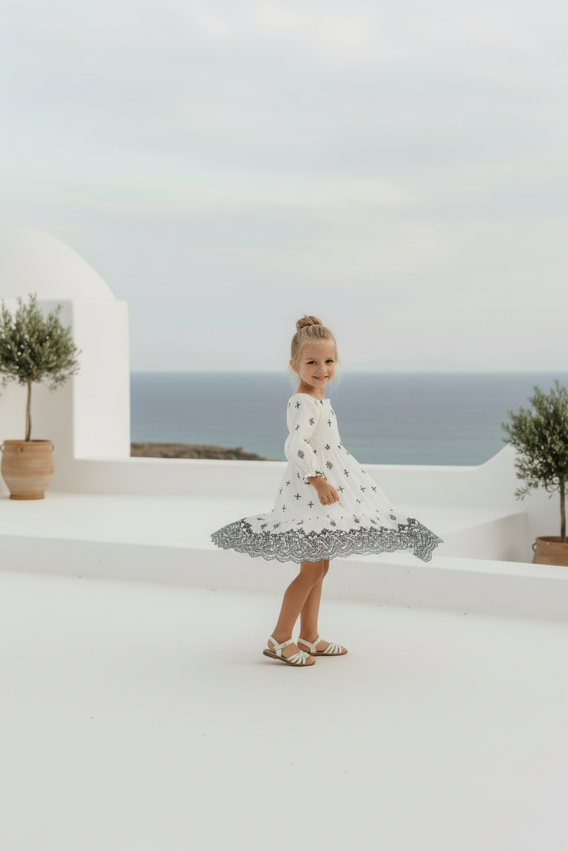 Mira Dress (embroidered diamond) – INDIE BLUE