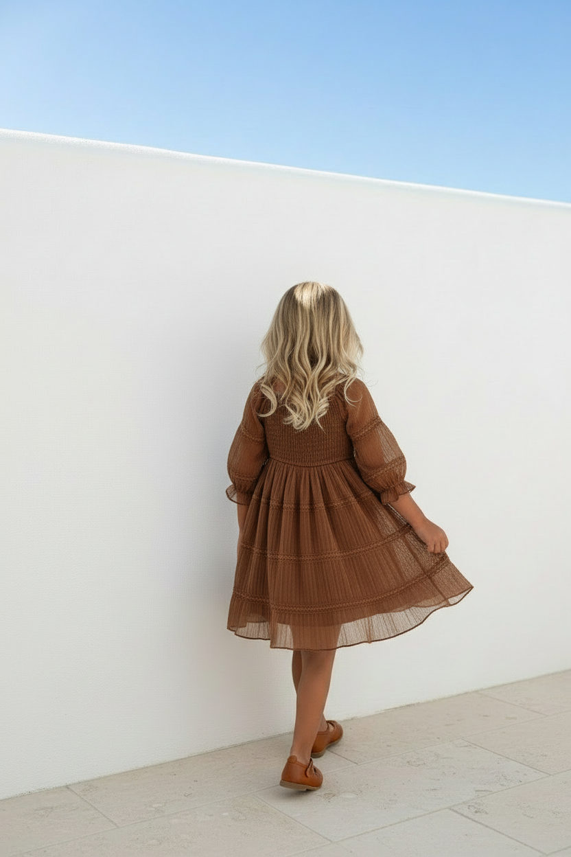 INDIE BLUE Dresses Karina Dress (mocha chiffon)