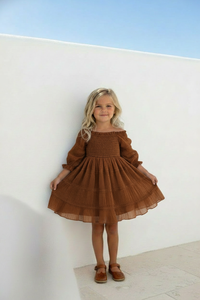 INDIE BLUE Dresses Karina Dress (mocha chiffon)