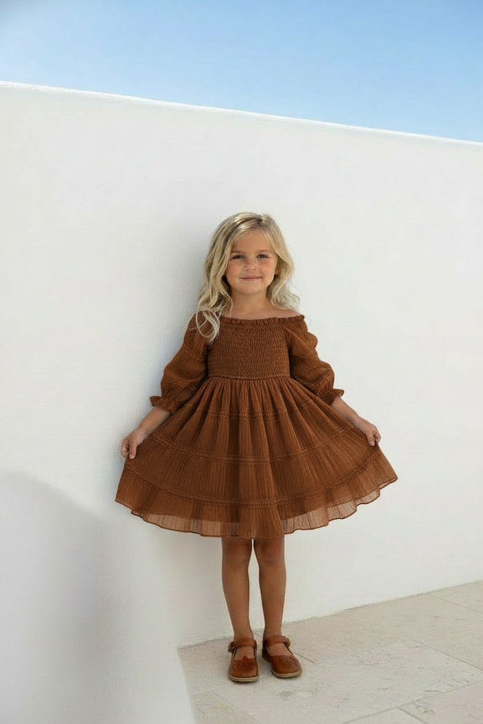 SS Girl's Dress Karina Dress (mocha chiffon)