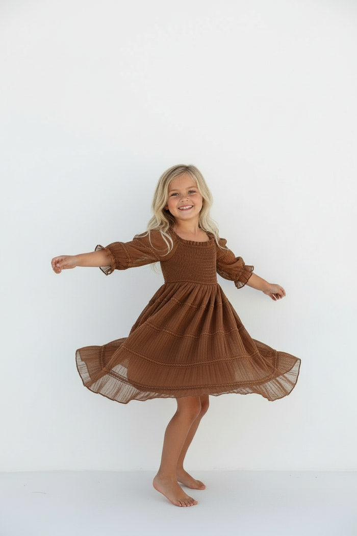 INDIE BLUE Dresses Karina Dress (mocha chiffon)