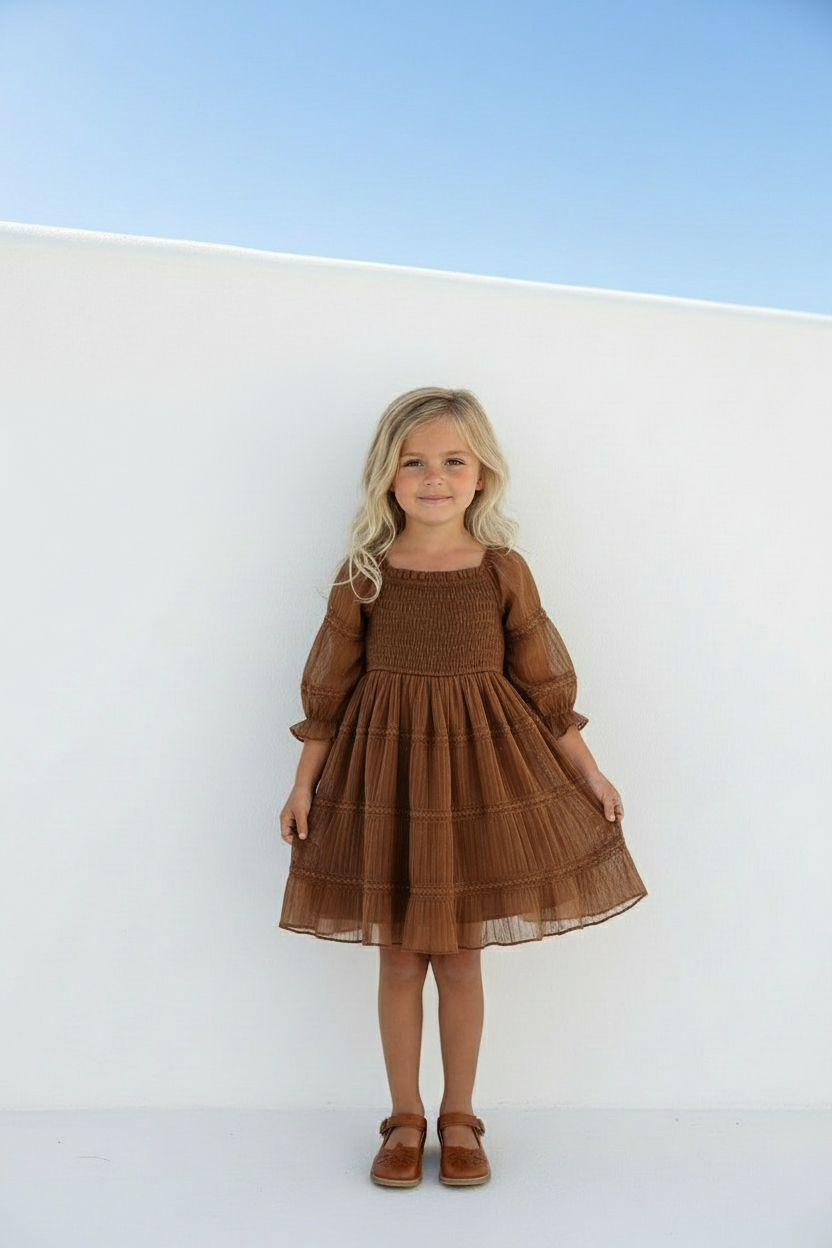 INDIE BLUE Dresses Karina Dress (mocha chiffon)