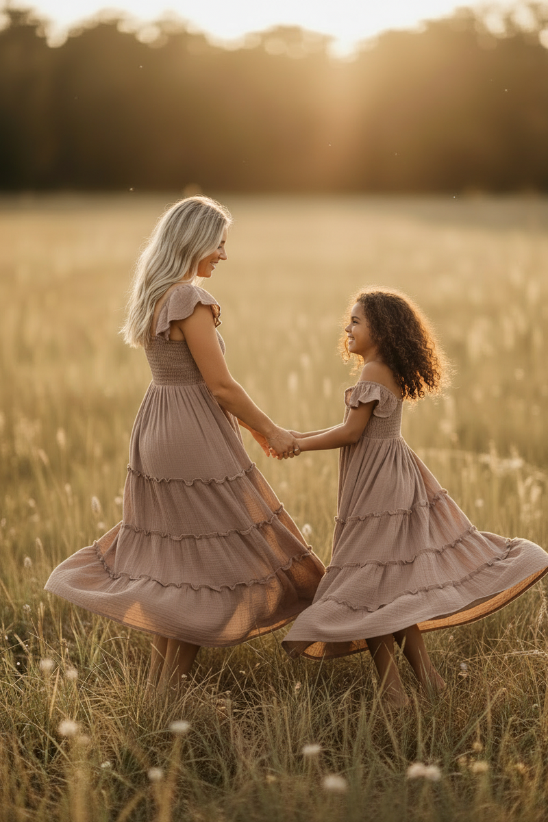 INDIE BLUE Dresses Marabella Dress (mocha muslin)