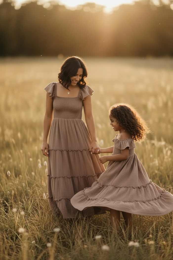 INDIE BLUE Dresses Marabella Dress (mocha muslin)