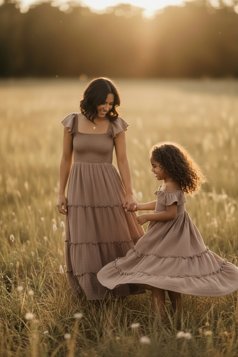 INDIE BLUE Dresses Marabella Dress (mocha muslin)