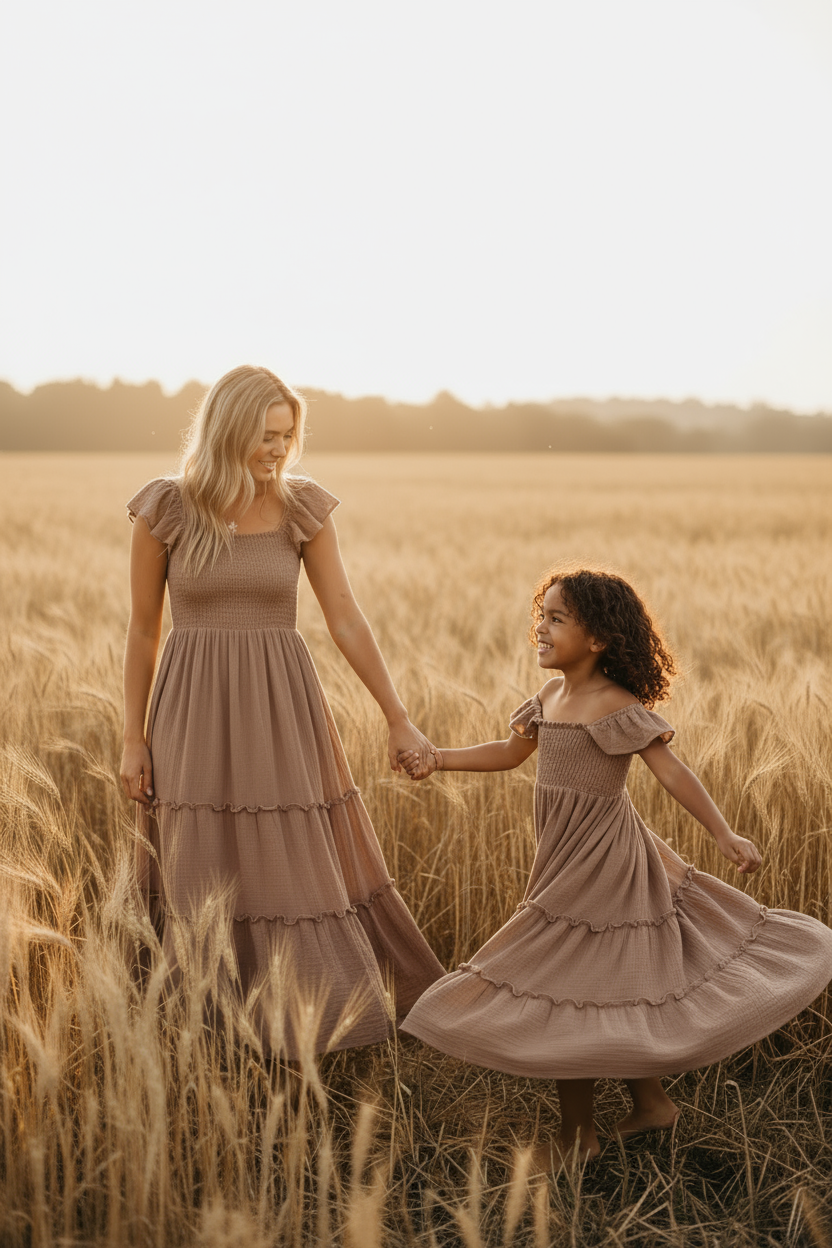 INDIE BLUE Dresses Marabella Dress (mocha muslin)