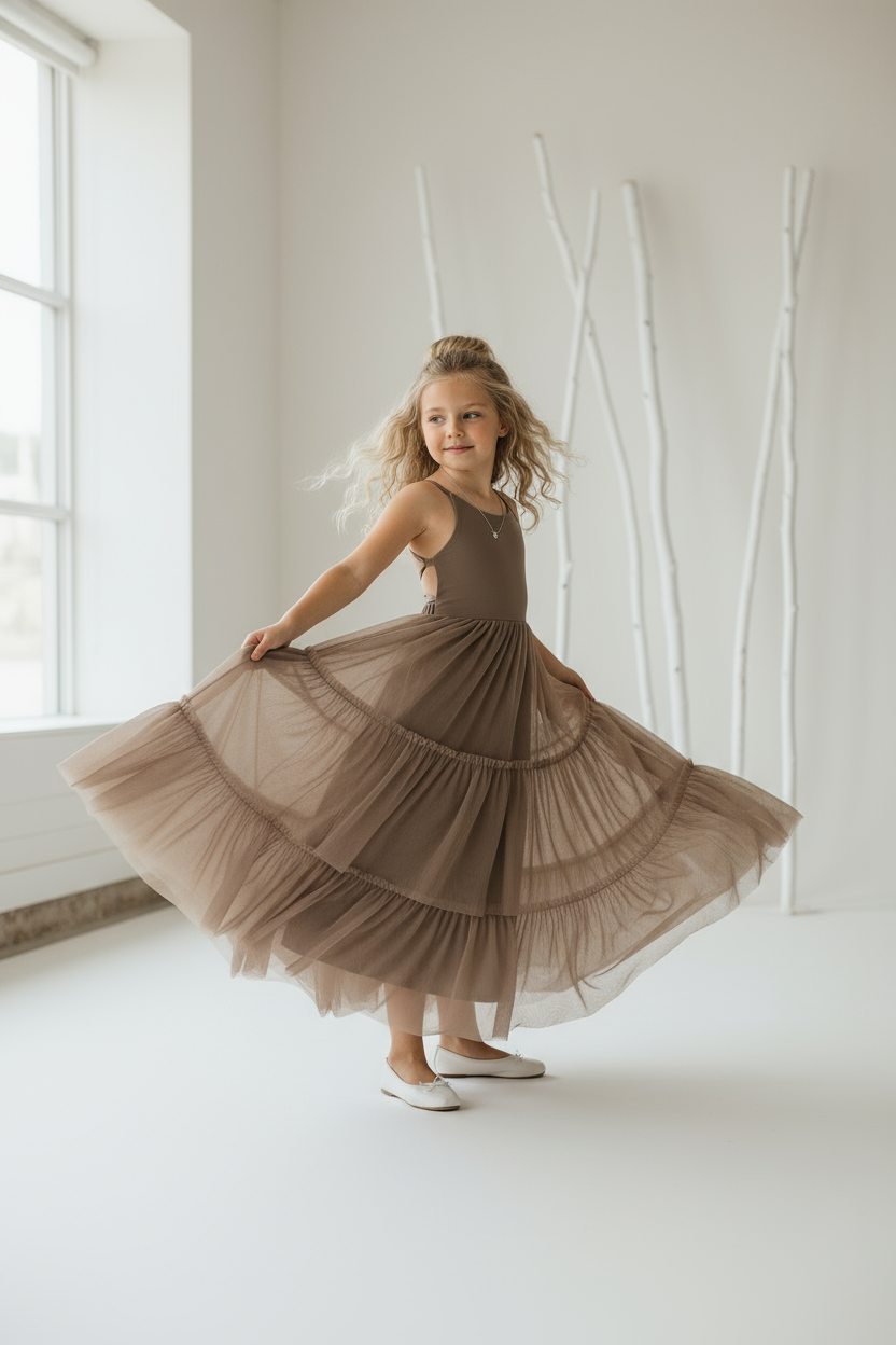 INDIE BLUE Dresses Wendy Dress (mocha tulle)