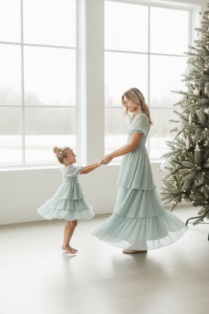 Mom and Daughter in Bright Window Scene