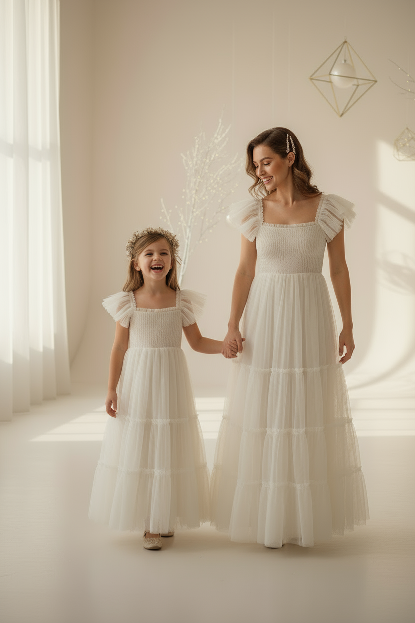 INDIE BLUE Women Women's Marabella Dress (antique ivory tulle)