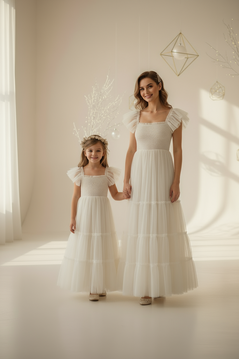 INDIE BLUE Women Women's Marabella Dress (antique ivory tulle)