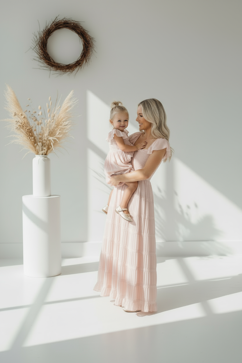 INDIE BLUE Dresses Marabella Dress (soft pink chiffon)