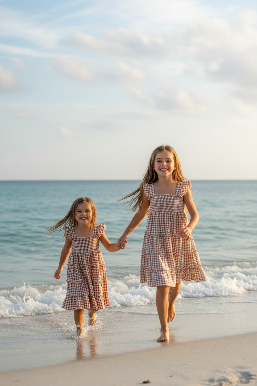 SS Girl's Dress Pia Dress (brown gingham)