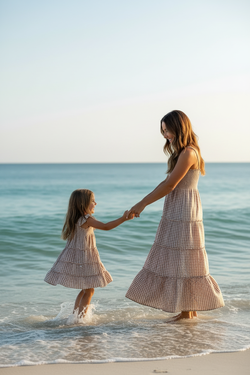 SS Girl's Dress Pia Dress (brown gingham)