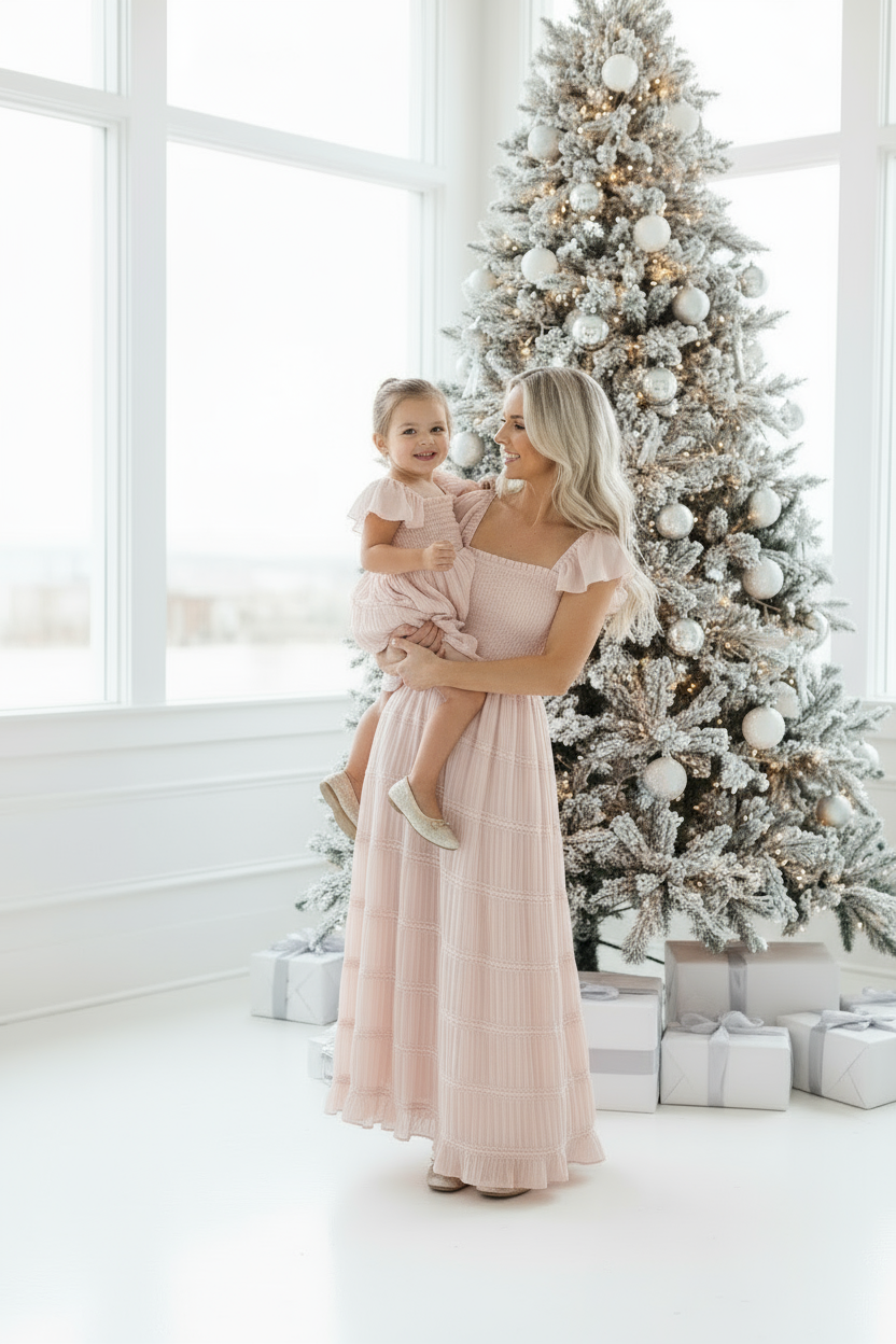 INDIE BLUE Dresses Marabella Dress (soft pink chiffon)