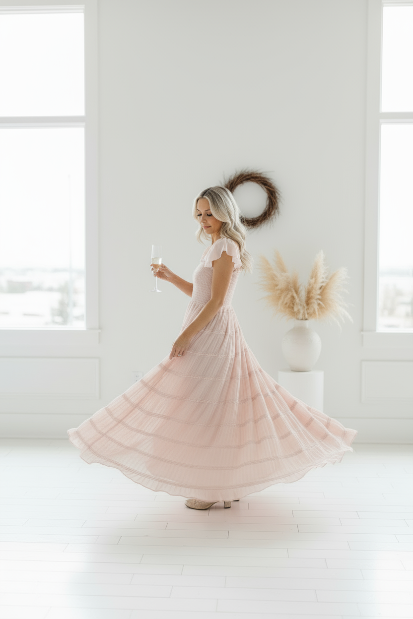 INDIE BLUE Women Women's Marabella Dress (soft pink chiffon)