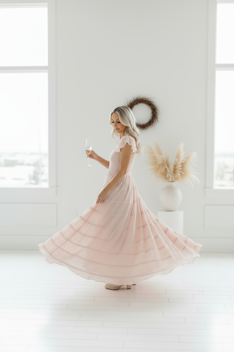 INDIE BLUE Women Women's Marabella Dress (soft pink chiffon)