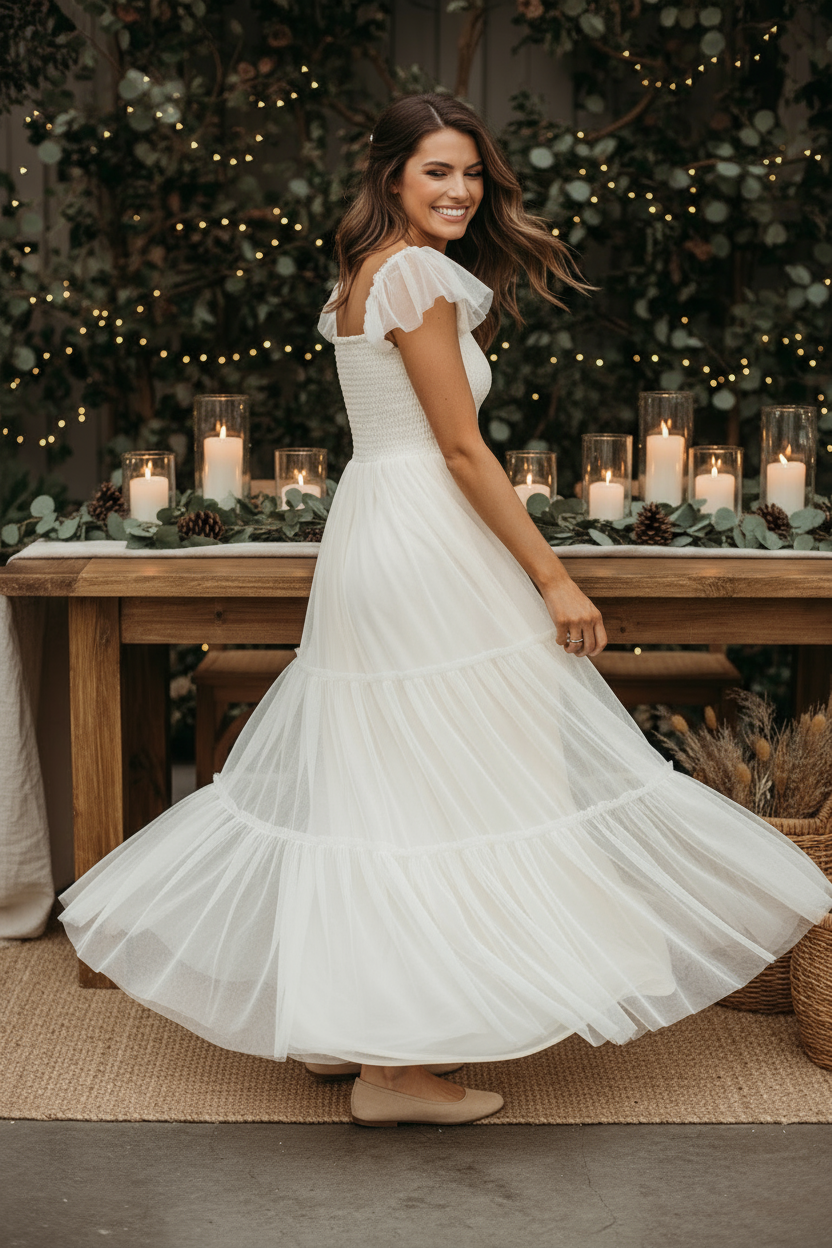 INDIE BLUE Women Women's Marabella Dress (antique ivory tulle)