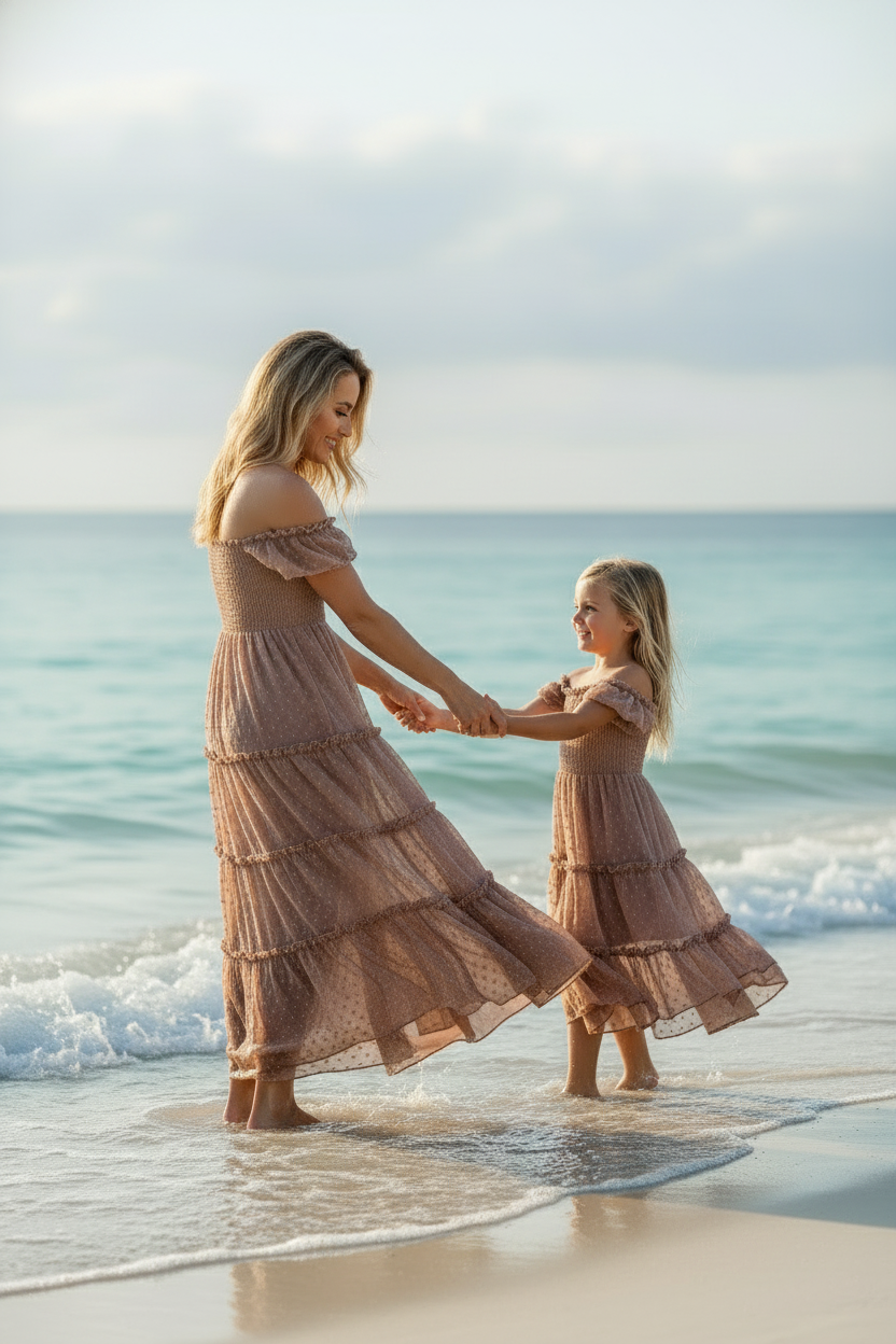 INDIE BLUE Women Women's Marabella Dress (mocha swiss dot)