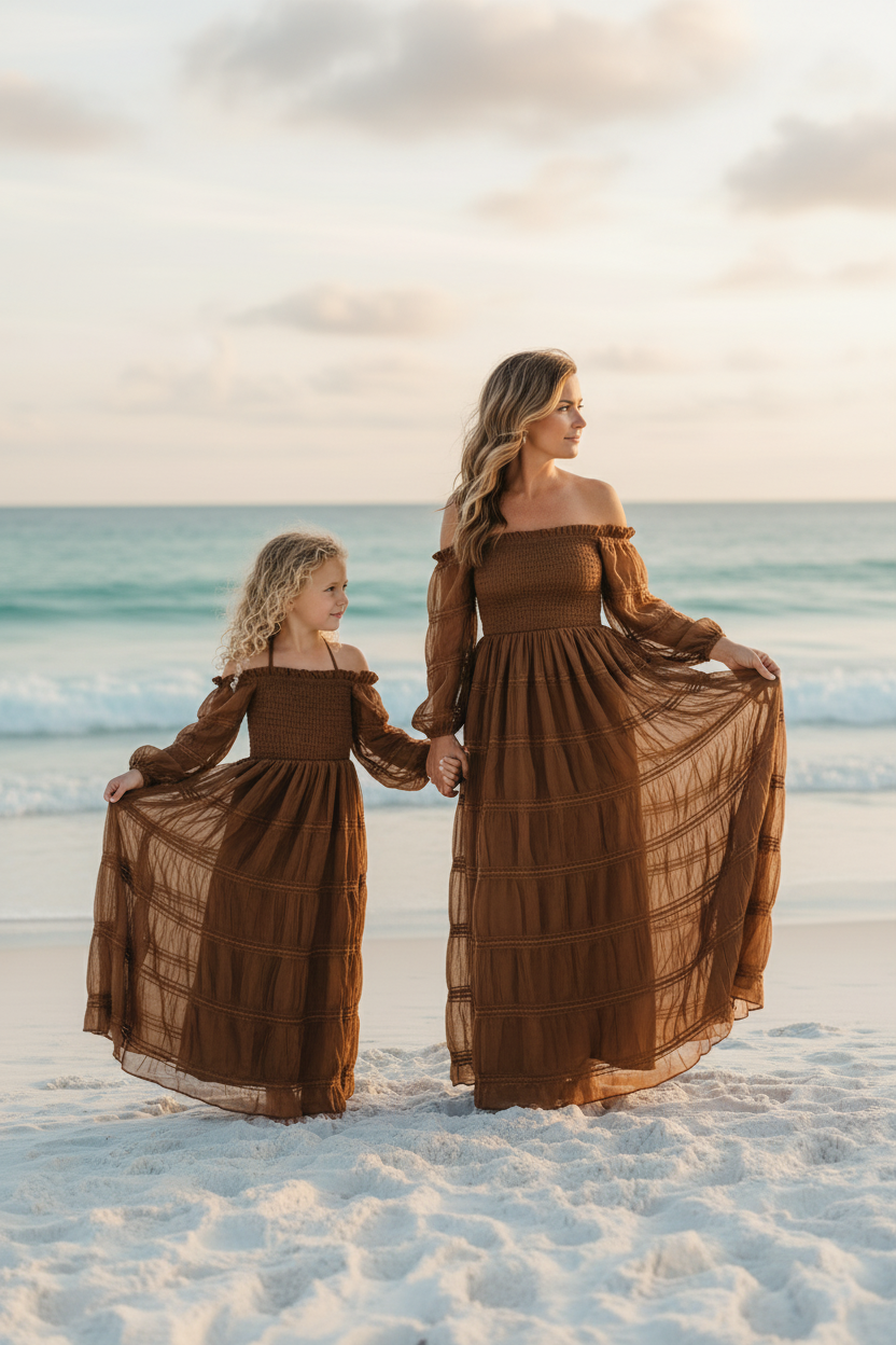 INDIE BLUE Dresses Pippa Maxi (mocha chiffon)