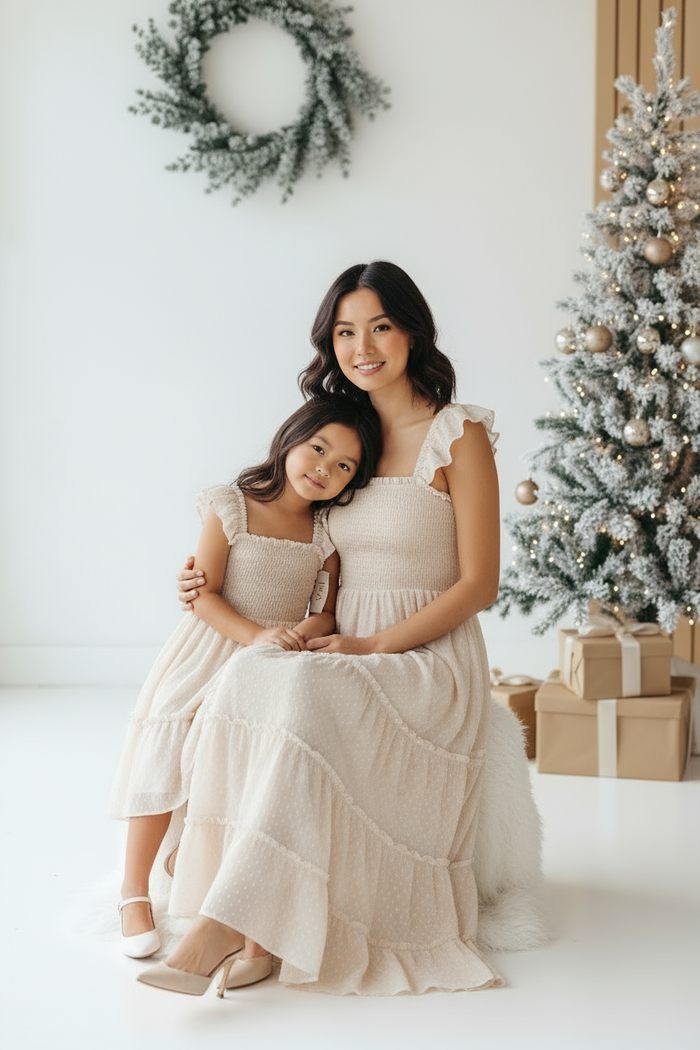 INDIE BLUE Women Women's Pia Dress (natural swiss dot)