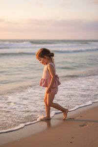 INDIE BLUE SWIM Flutter Tankini Set (soft pink ribbed)