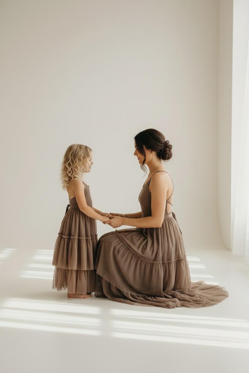 INDIE BLUE Dresses Wendy Dress (mocha tulle)