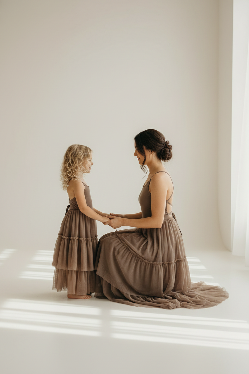 INDIE BLUE Dresses Wendy Dress (mocha tulle)