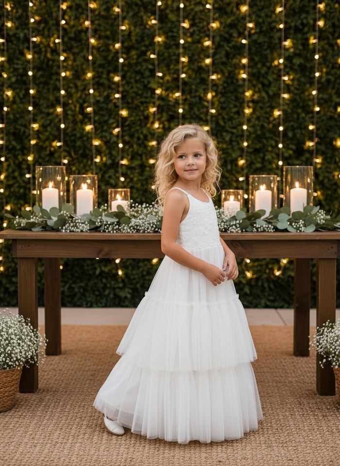 Wendy Embroidered Dress (white tulle)