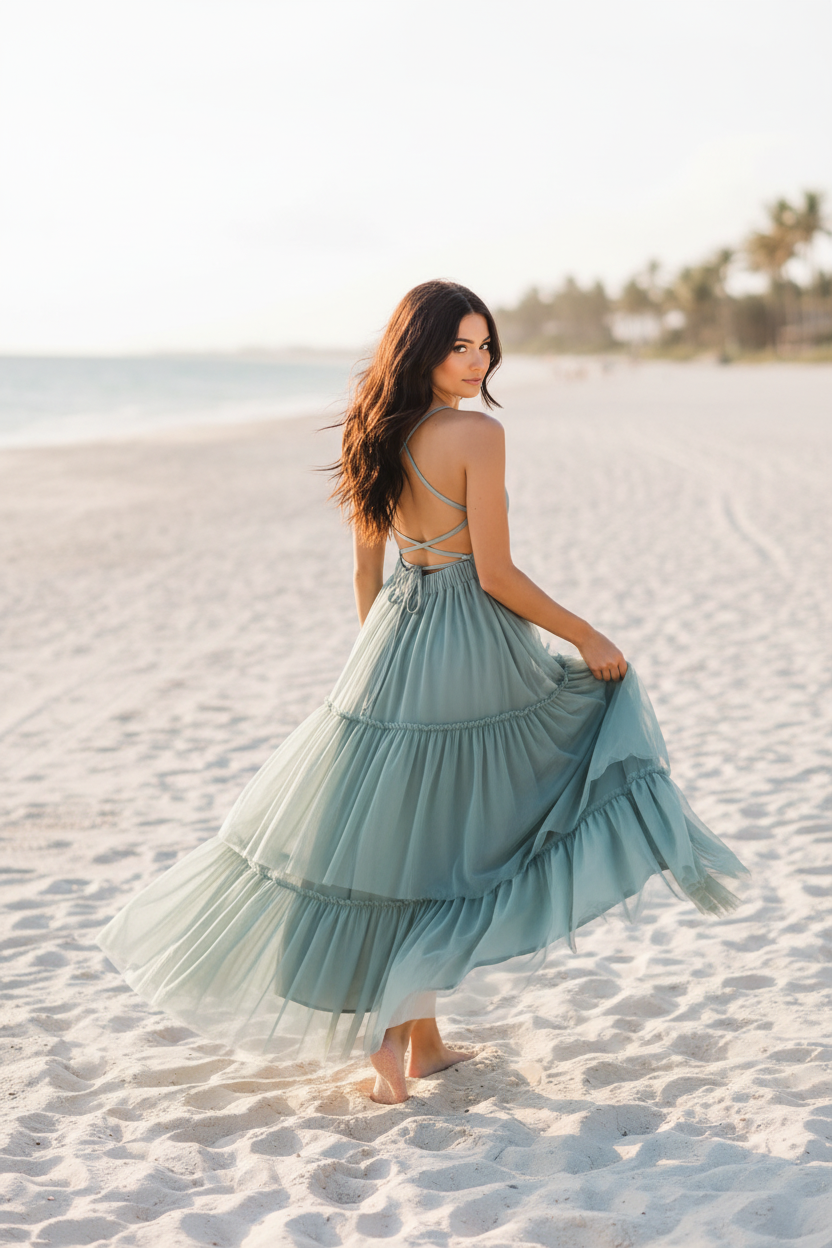 New model walking barefoot