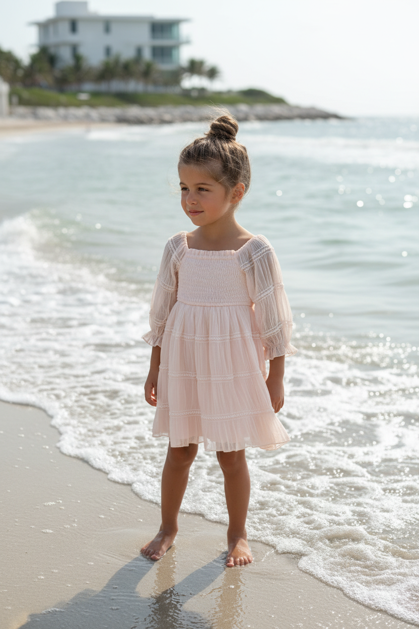 SS Girl's Dress Karina Dress (soft pink chiffon)
