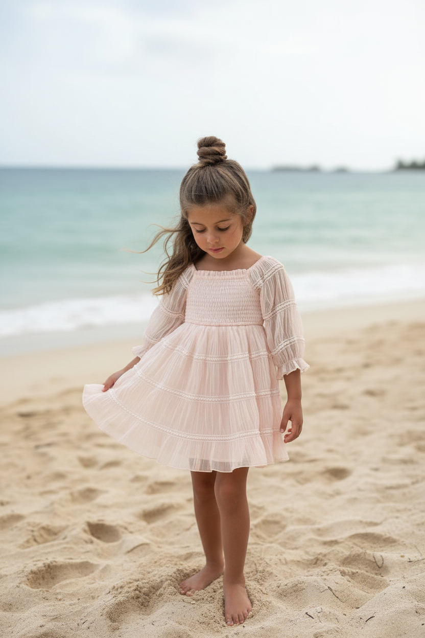 SS Girl's Dress Karina Dress (soft pink chiffon)