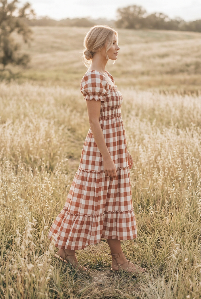 SS Women's Dress Women's Elle Dress (spice checkered)