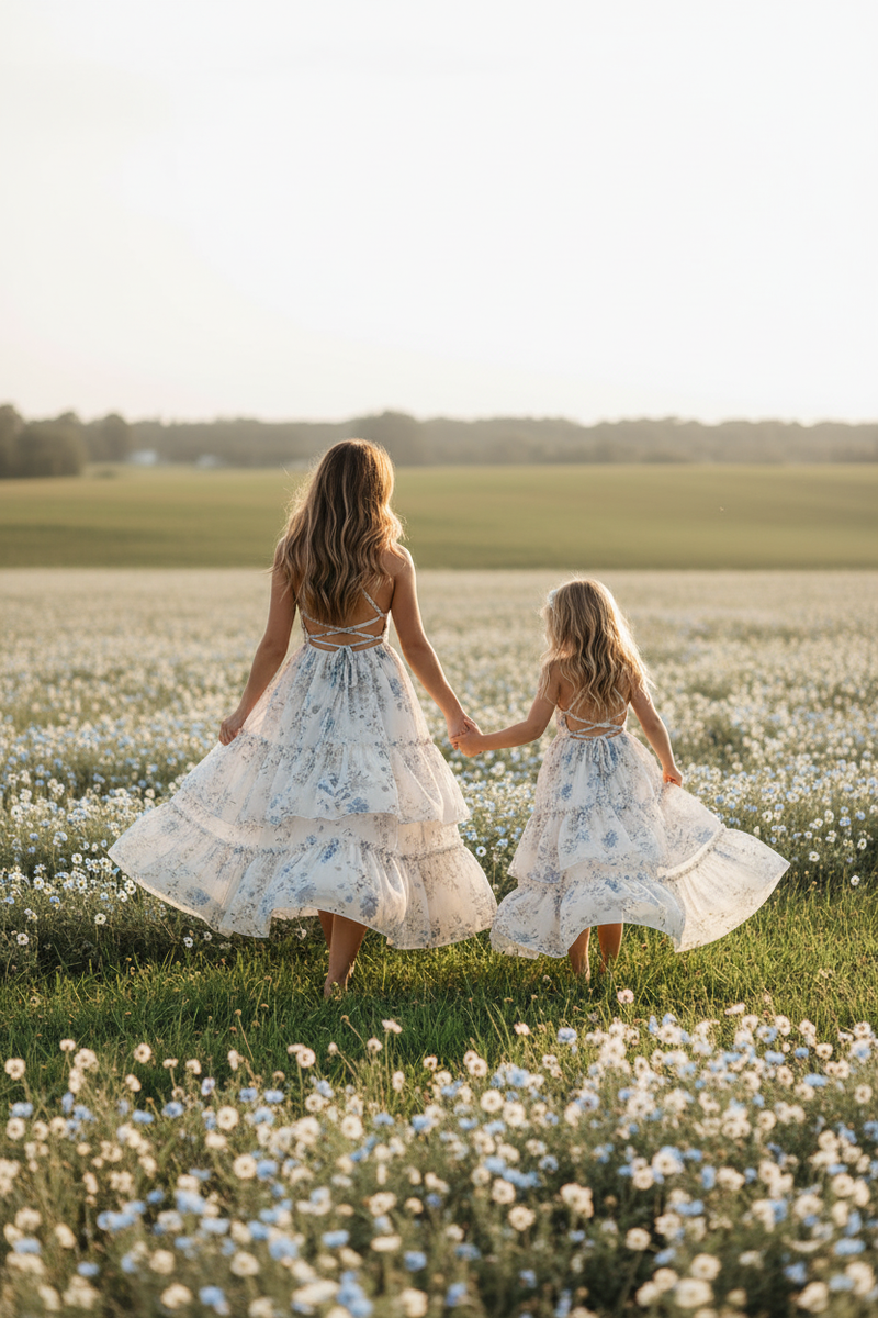 INDIE BLUE Women Women's Wendy Dress (floral blue chiffon)