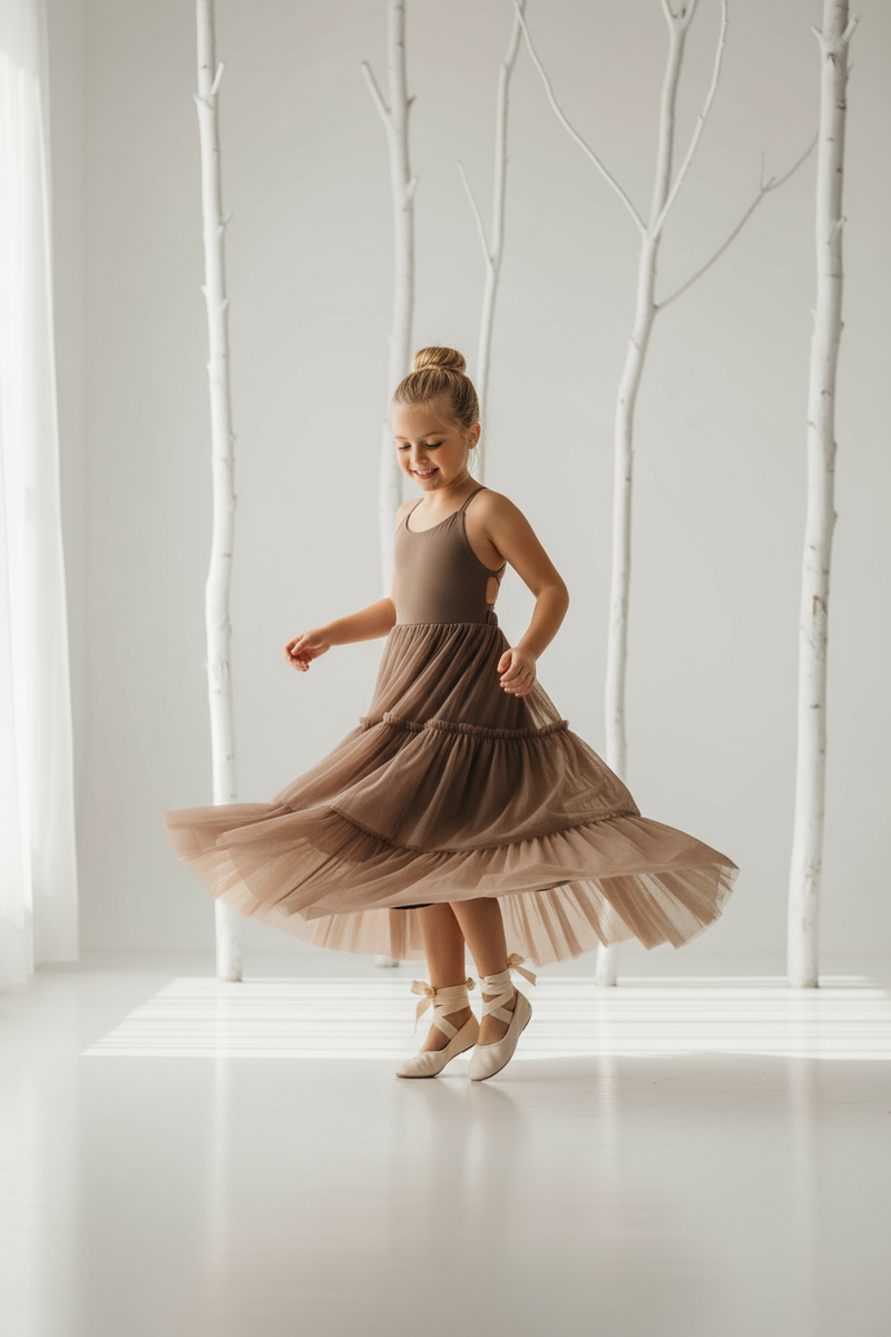 INDIE BLUE Dresses Wendy Dress (mocha tulle)