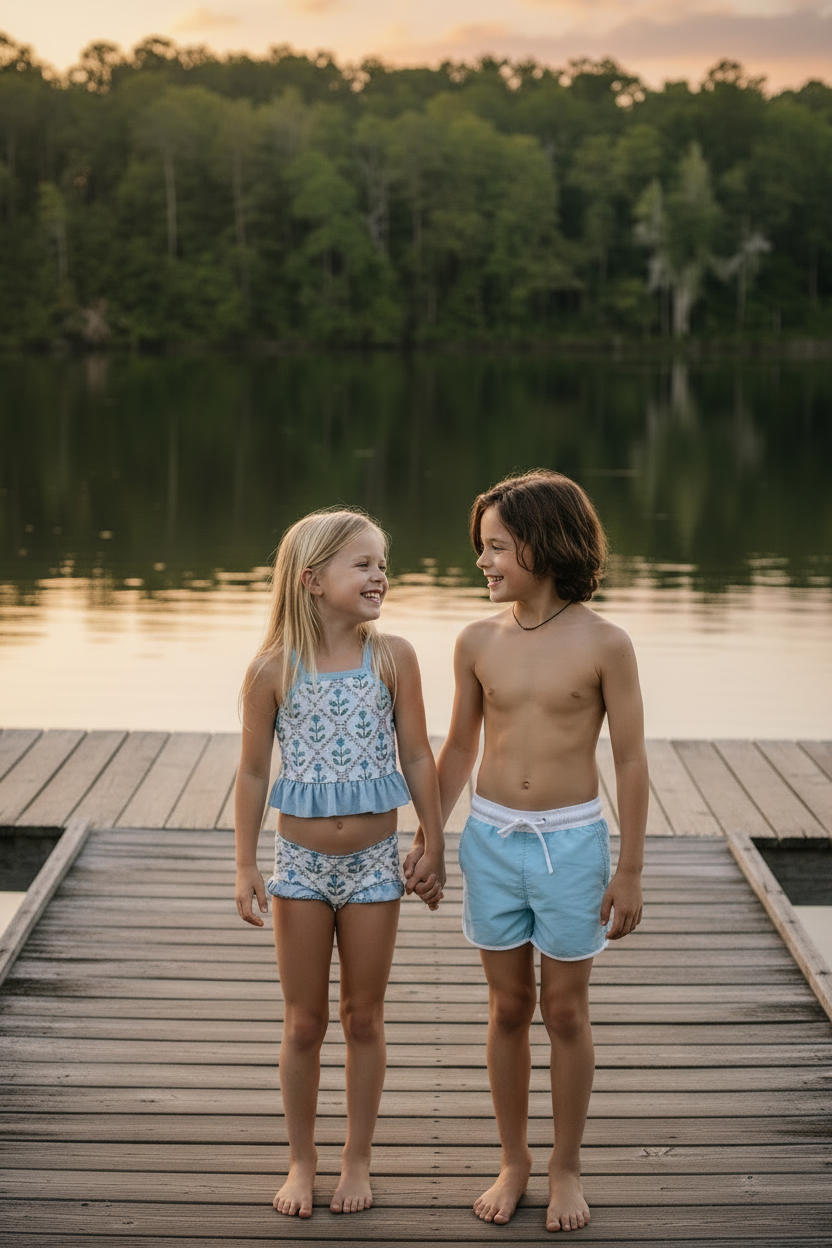 LB Girl's Swim Tankini Set (bluebell)