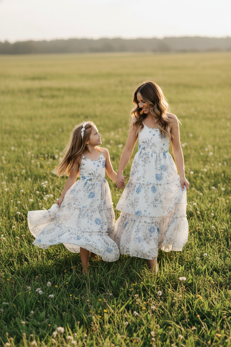 INDIE BLUE Women Women's Wendy Dress (floral blue chiffon)