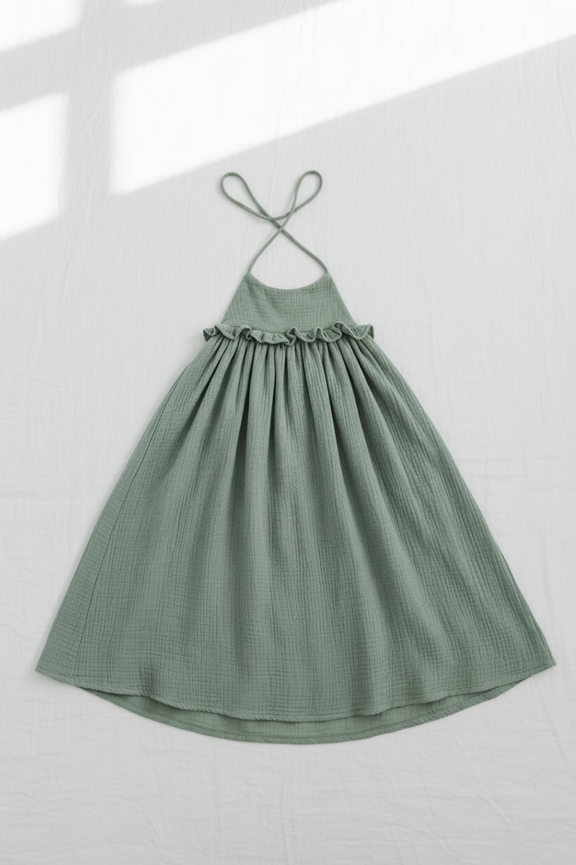 SS Girl's Dress Lucie Dress (soft teal muslin)