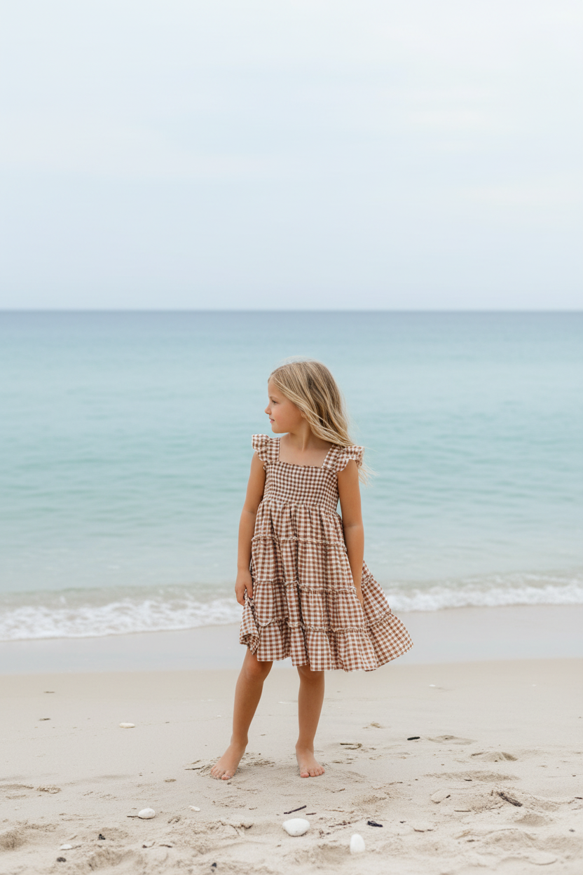Pia Dress (brown gingham) 12-14Y Pia Dress (brown gingham) 12-14Y