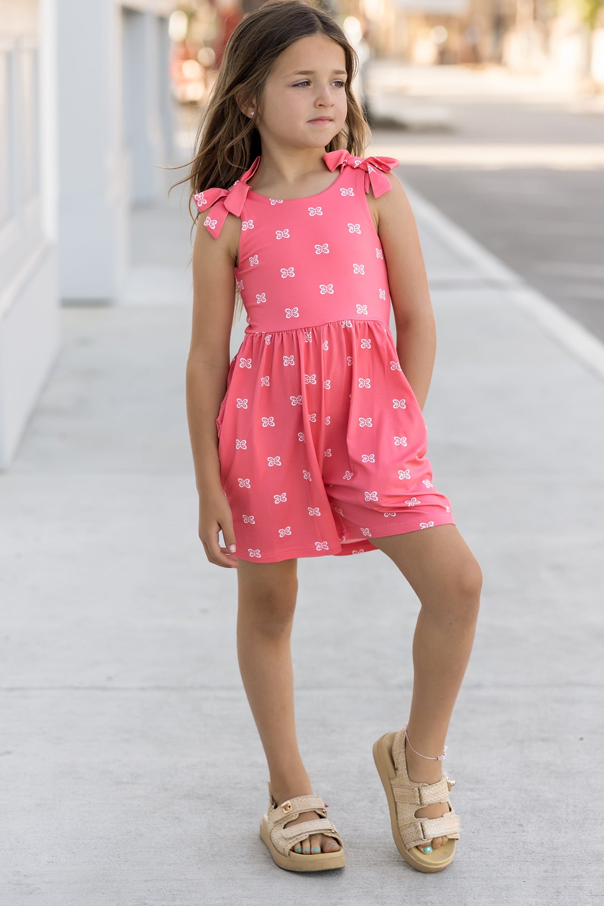 Rita Shortie Romper (pink butterfly)