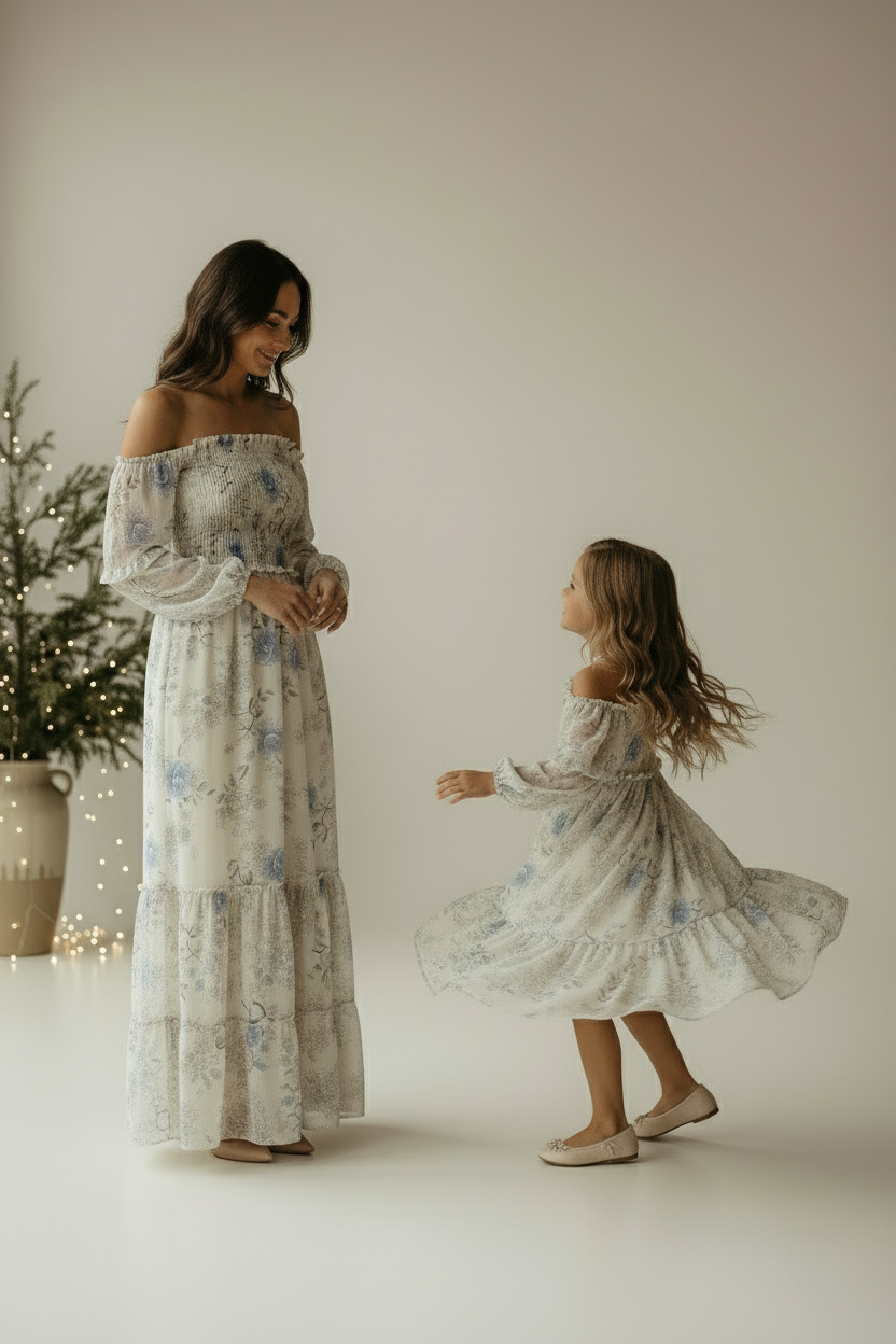 INDIE BLUE Women Women's Pippa Maxi (floral blue chiffon)