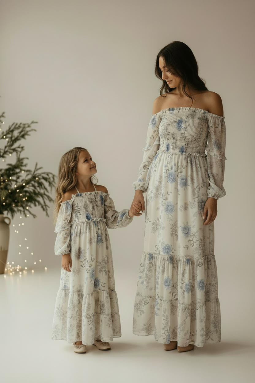 INDIE BLUE Women Women's Pippa Maxi (floral blue chiffon)