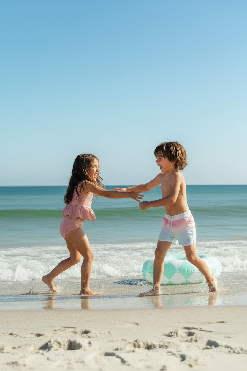 INDIE BLUE SWIM Flutter Tankini Set (soft pink ribbed)