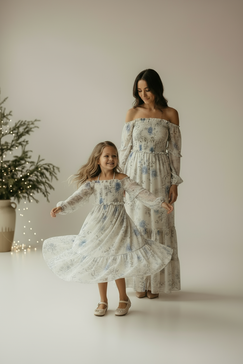 INDIE BLUE Women Women's Pippa Maxi (floral blue chiffon)