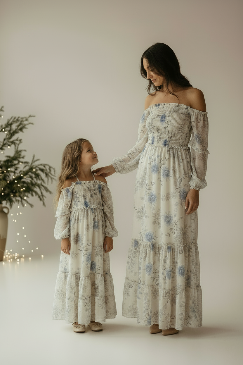 INDIE BLUE Women Women's Pippa Maxi (floral blue chiffon)