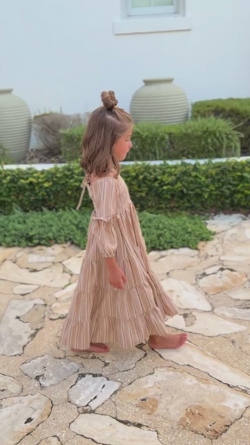 SS Girl's Dress Pippa Maxi (mocha stripe)