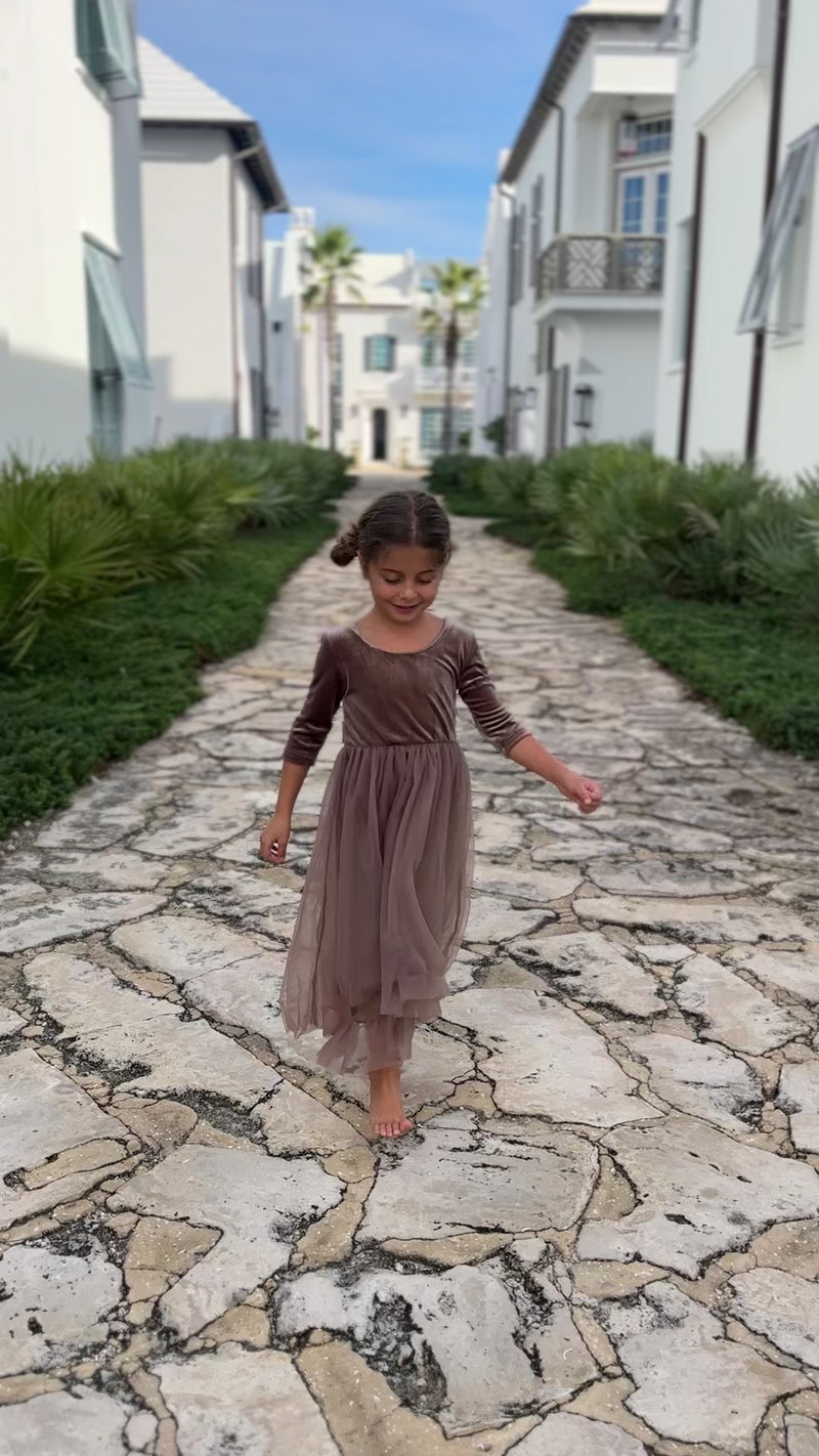Gracie Dress (mocha velvet tulle)