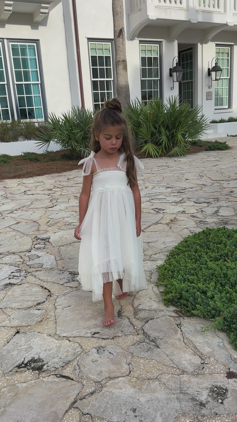 Isa High-Low Dress (antique ivory tulle)